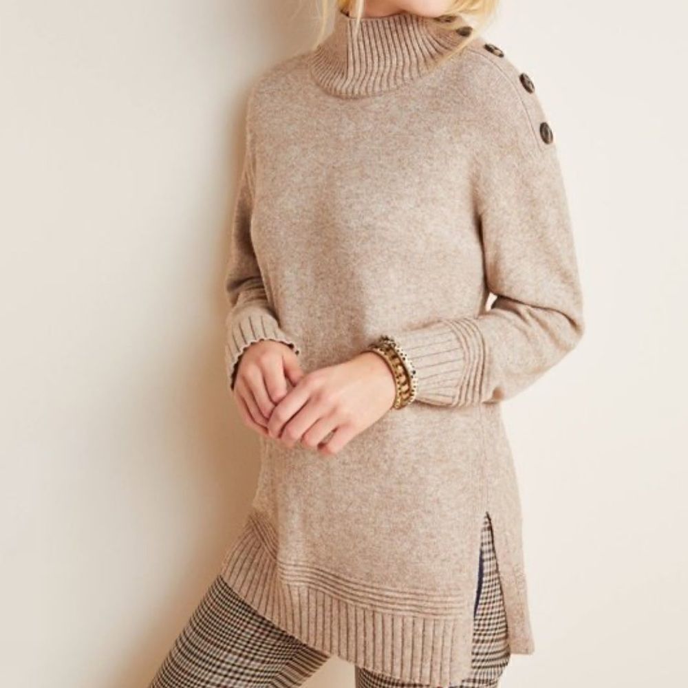 Anthropologie Margarita Tunic Sweater in taupe XS